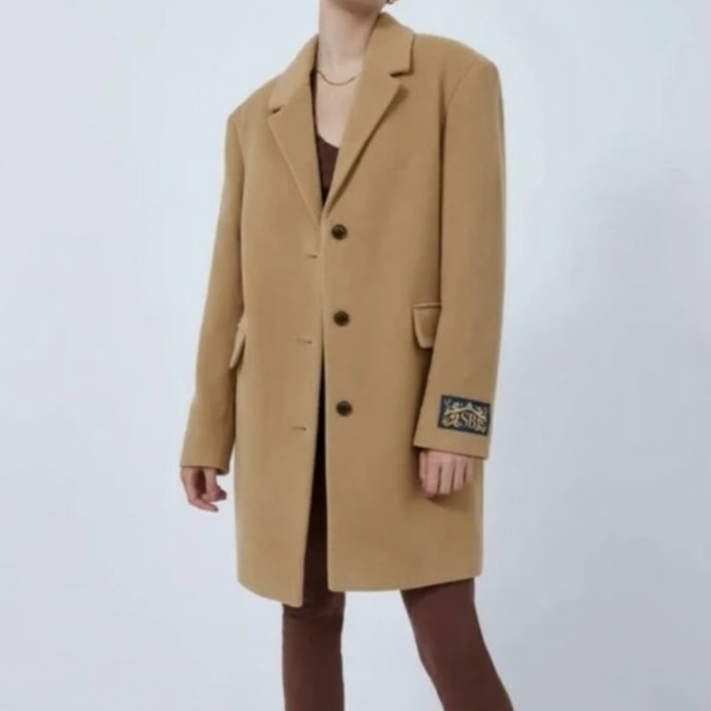 Aritzia Sundays Best Beige Virgin Wool Kennedy Coat